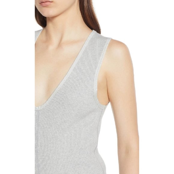 Standard James Perse Light Grey Binding Fitted Rib Dress Women's Size XL - Picture 3 of 10